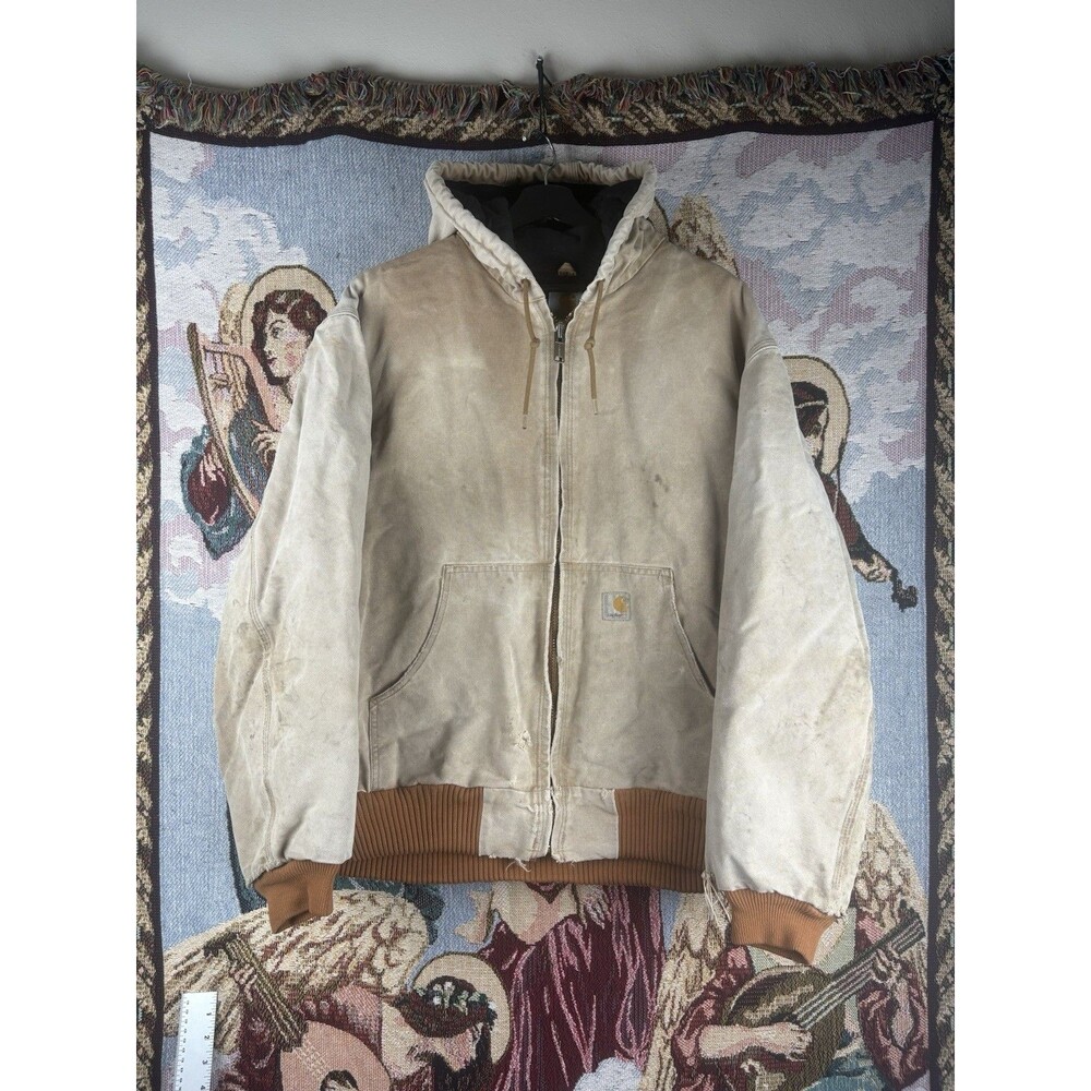 VTG Carhartt Jacket Large Faded Brown Quilt Lined Union USA Made J140 BRN